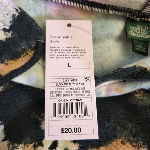 NWT Wild Fable Black Multi-Color Reverse Tie-Dye Cropped Hoodie Sweatshi… - Picture 7 of 7
